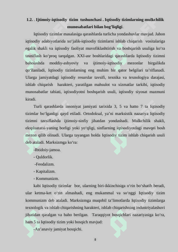 Ijtimoiy-iqtisodiy tizimlar va ularning andozalari 8