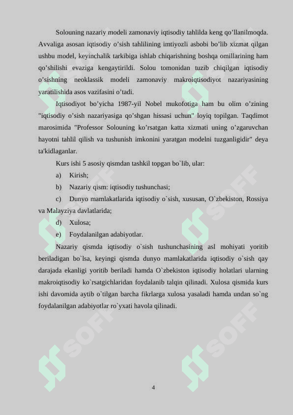 IQTISODIY O’SISH  IJTIMOIY TARAQQIYOT OMILI SIFATIDA kurs ishi 4