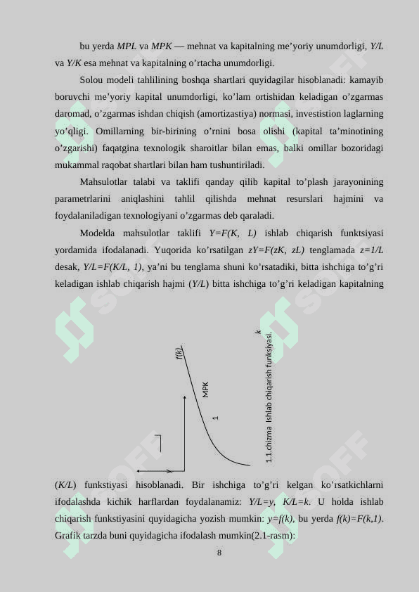 IQTISODIY O’SISH  IJTIMOIY TARAQQIYOT OMILI SIFATIDA kurs ishi 8