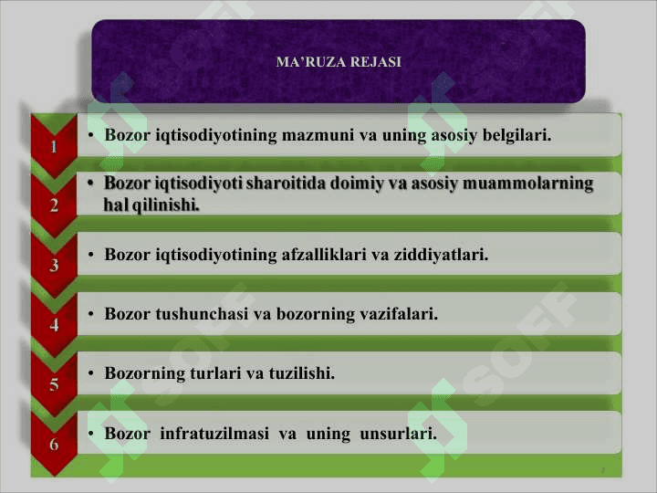 Bozor iqtisodiyotining mazmuni va amal qilishi 2