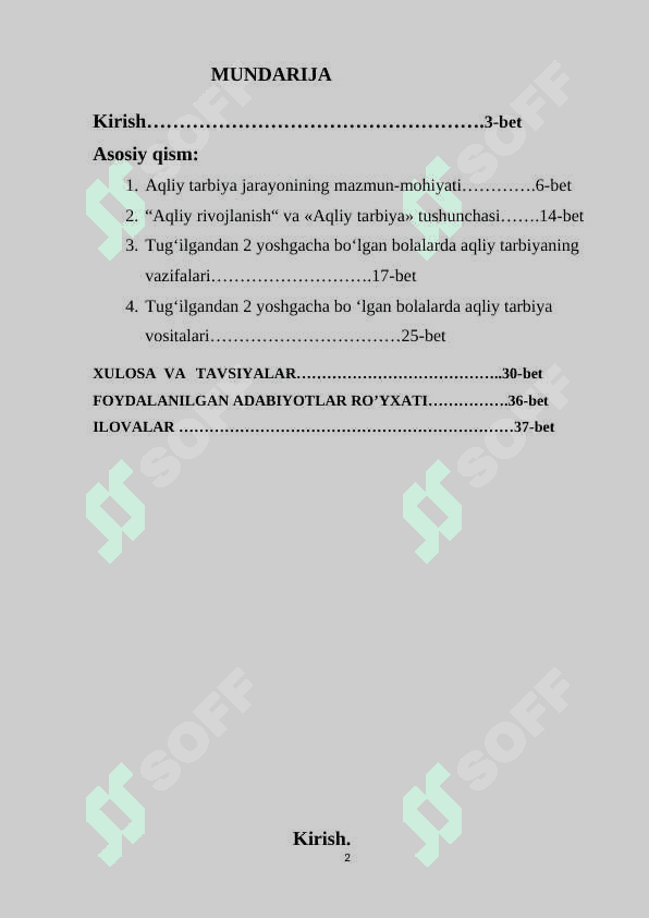 Aqliy tarbiya. Kurs ishi 2