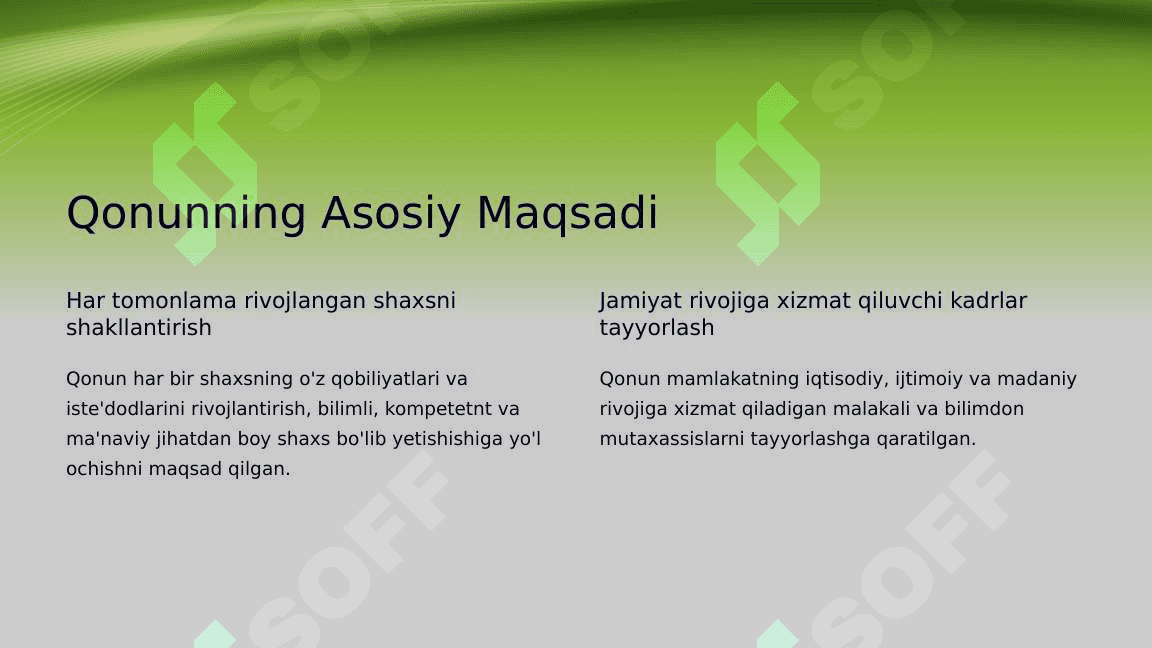 O'zbekiston Respublikasi Ta'lim to'g'risidagi Qonuni 2