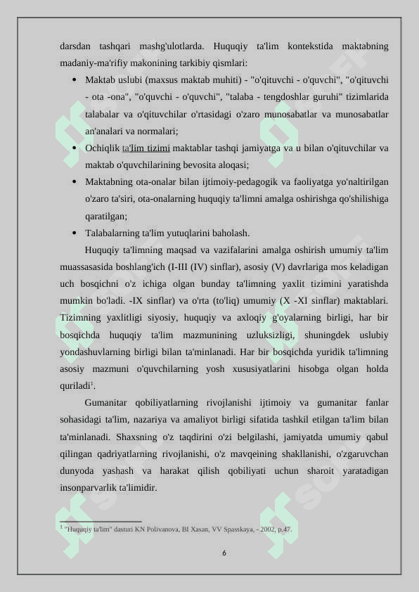 Professional ta’lim tizimida “huquq manbalari” mavzusini o’qitishning nazariy va amaliy masalalari 6