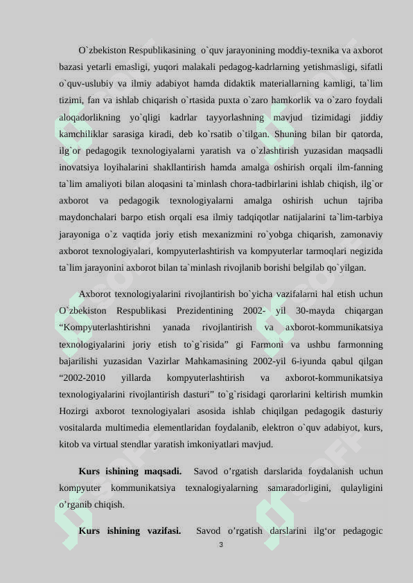 SAVOD O’RGATISH DARSLARIDA AHBOROT TEXNALOGIYALARIDAN FOYDALANISH 3