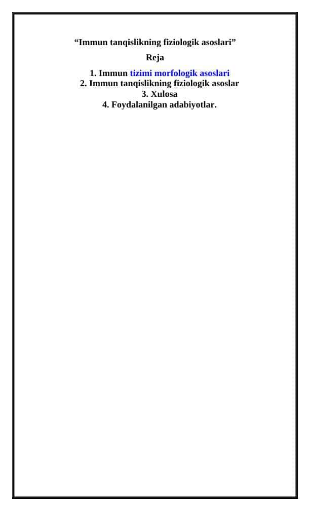 Immun tanqislikning fiziologik asoslari