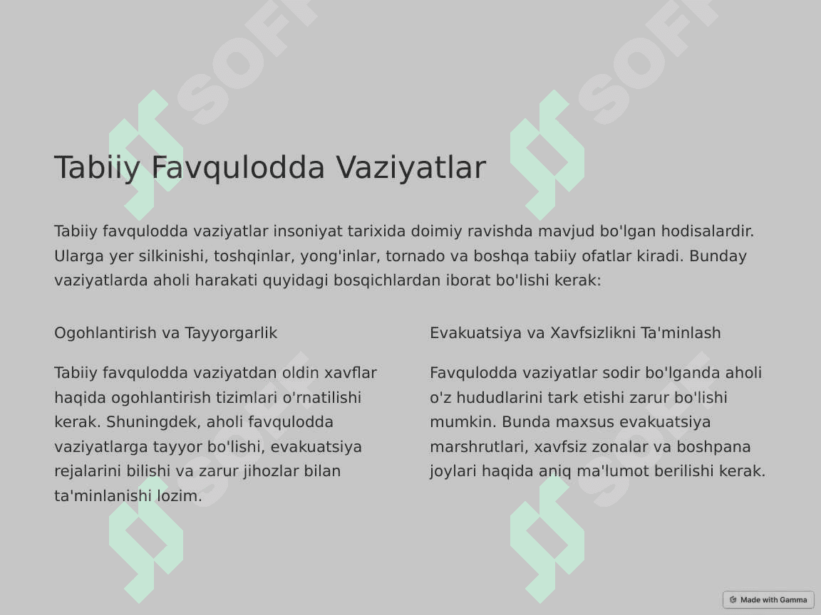 Tabiiy, texnogen va ekologik tusdagi favqulodda vaziyatlarda aholi harakati 2