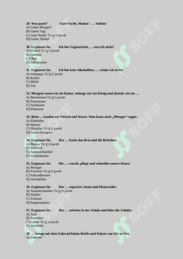 Nemis tili fanidan 300 talik test savollari 4