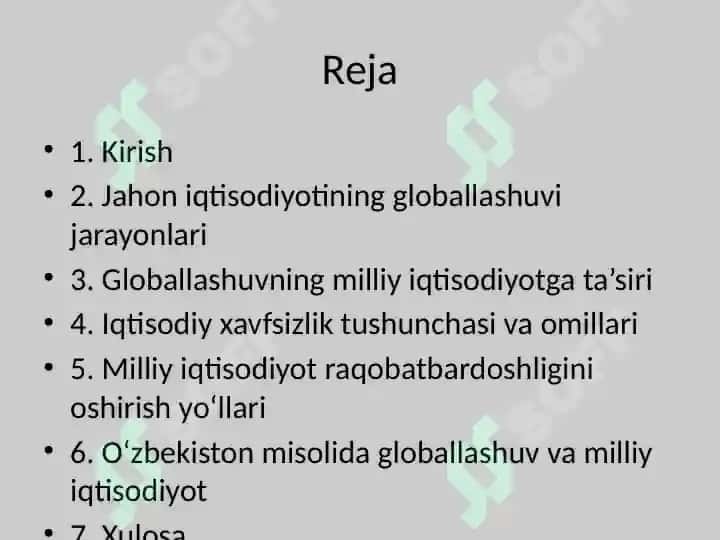 Globallashuv va Milliy Iqtisodiyot 2