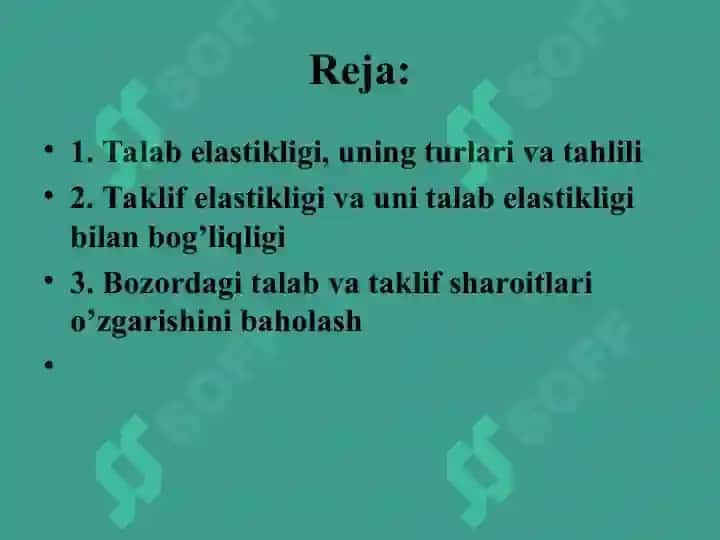 Talab va taklif elastikligi 2