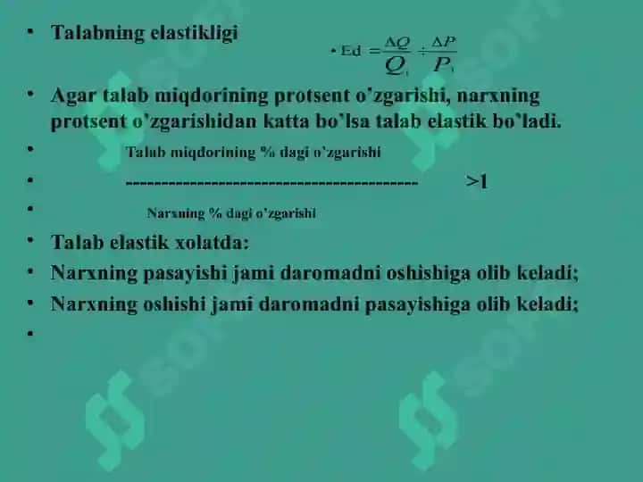 Talab va taklif elastikligi 4