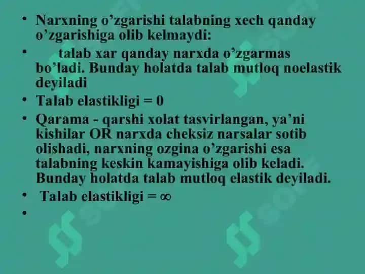 Talab va taklif elastikligi 6
