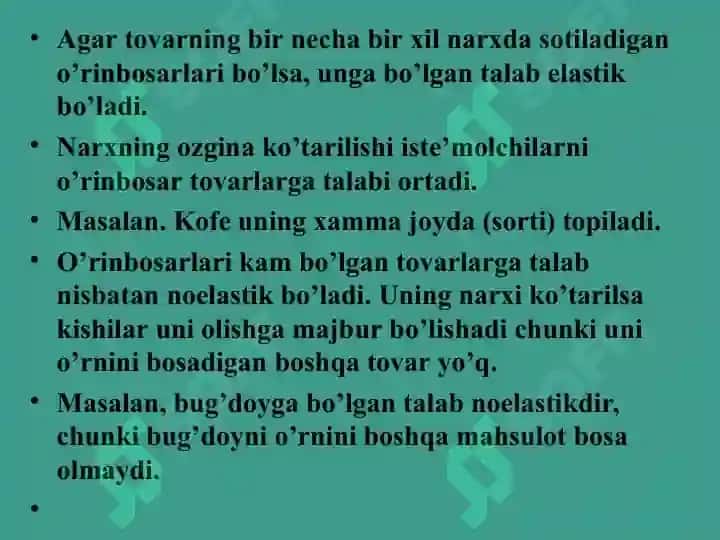 Talab va taklif elastikligi 7