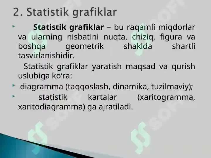 Statistik ma'lumotlarni jadval va grafiklarda tasvirlash 7