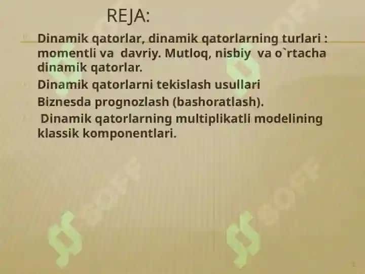Vaqtli qatorlar 2