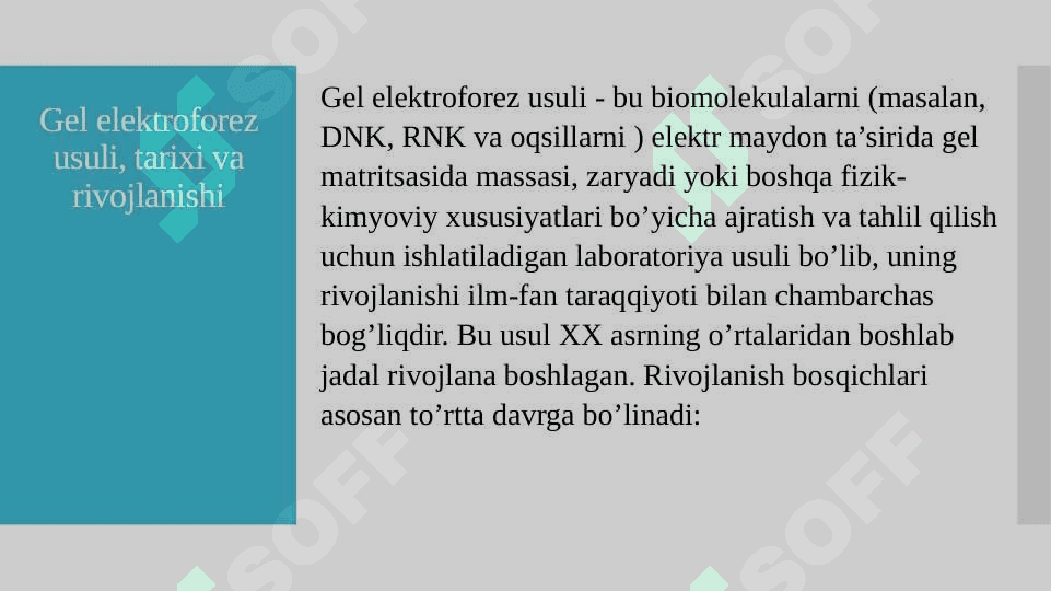 Gel elektroforez usuli 2
