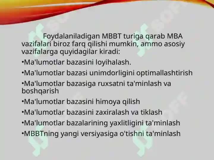 Ma`lumotlar bazasini administratorlash va xavfsizligini ta`minlashni loyihalash 6