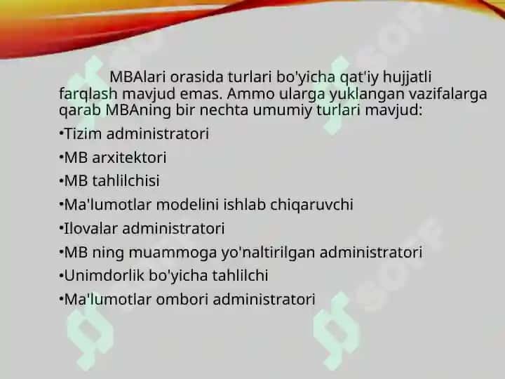 Ma`lumotlar bazasini administratorlash va xavfsizligini ta`minlashni loyihalash 7