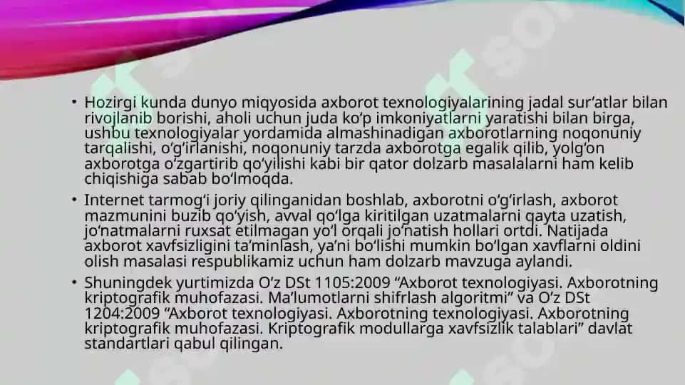 Tarmoqda uzatiluvchi axborotni himoyalashda kriptografiyaning o'rni 3