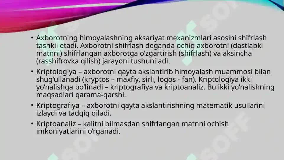 Tarmoqda uzatiluvchi axborotni himoyalashda kriptografiyaning o'rni 4