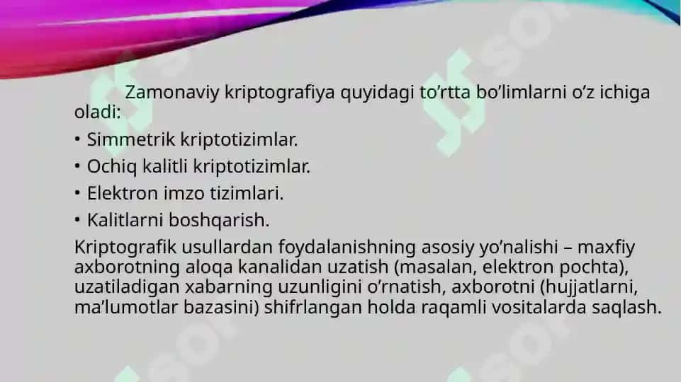 Tarmoqda uzatiluvchi axborotni himoyalashda kriptografiyaning o'rni 5