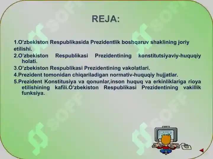 O'zbekiston Respublikasida prezidentlik  institutining joriy etilishi I.A.Karimovning  O'zbekiston Respublikasi prezidenti etib saylanishi 2