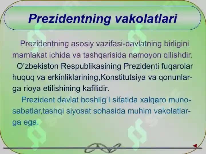 O'zbekiston Respublikasida prezidentlik  institutining joriy etilishi I.A.Karimovning  O'zbekiston Respublikasi prezidenti etib saylanishi 6