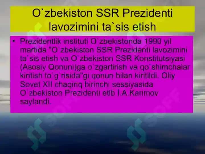 O'ZBEKISTON RESPUBLIKASI PRIZIDENTI HUQUQIY MAQOMI VAZIFALARI VA VAKOLATLARI 3
