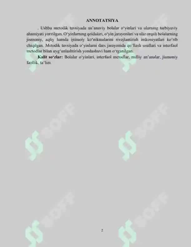 BOLALAR O‘YINLARI” MAVZUSIDA METODIK TAVSIYA 2