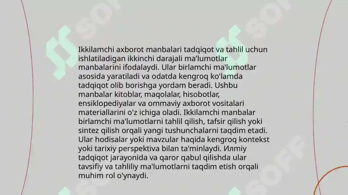 Birlamchi va ikkilamchi axborot manbalarini tanqidiy tahlil qilish 4