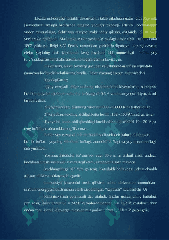 Elektr yoy qizdirIsh qurilmalari 2