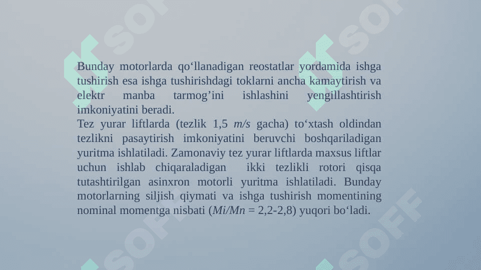Liftlarning ikki tezlikli asinxron motorli elektr yuritmasi 3