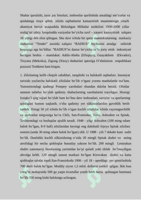 MARKAZIY OSIYODA BO'LISHI MUMKIN BO'LGAN TABIIY  XAVFLAR 3