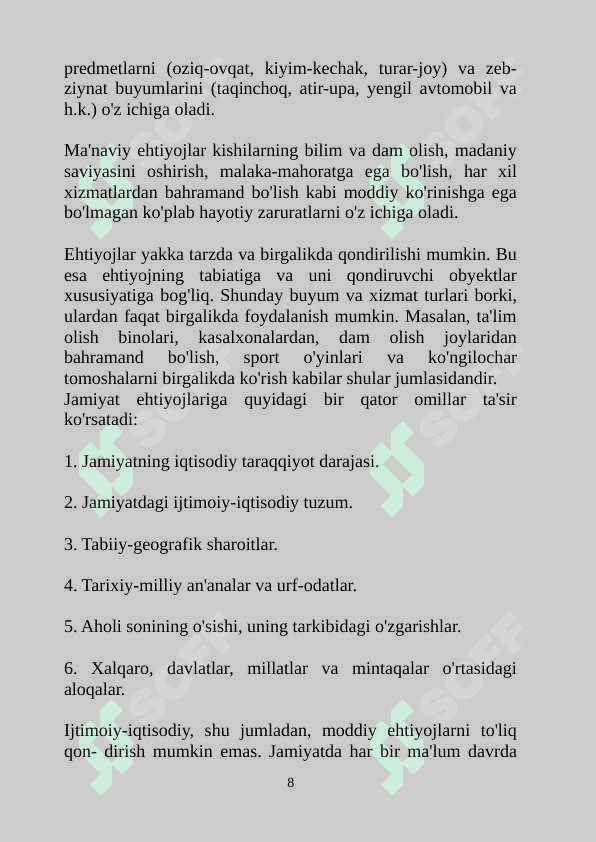 Ijtimoiy-iqtisodiy ehtiyojlarning mazmuni va ularning turkumlanishi 8