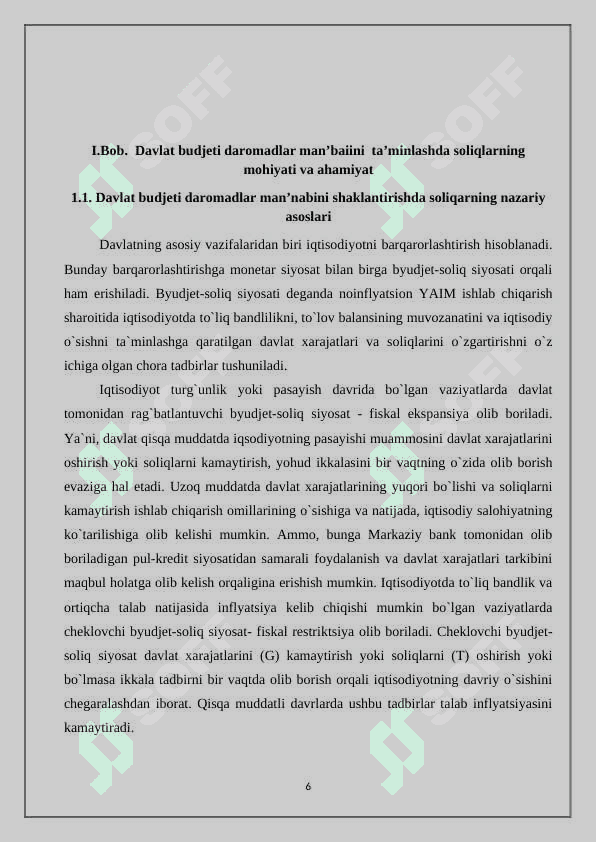 DAVLAT BUDJETINING DAROMALARI VA XARAJATLARI 6