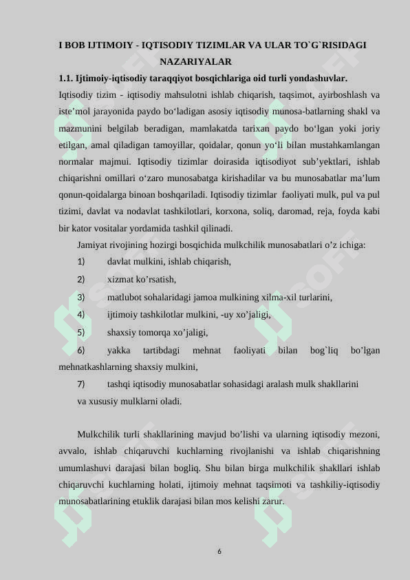IJTIMOIY IQTISODIY TIZIMLAR VA ULARNING ANDOZALARI 6
