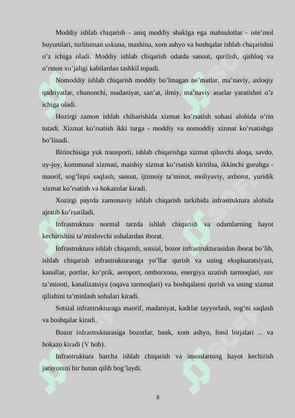 IQTISODIY FAOLIYAT VA UNING TURLARI 8