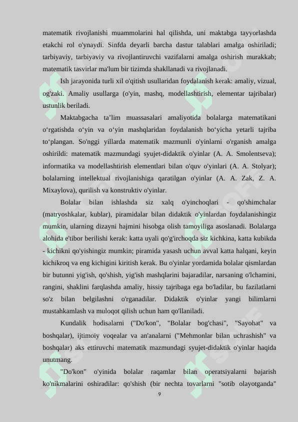 Maktabgacha yoshdagi bolalarni matematikaga o’rgatishning zamonaviy  metodlari 8