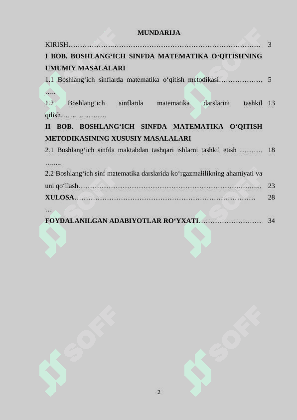 Boshlang'ich sinflarda matematika o'qitish vositalari va metodlari 2