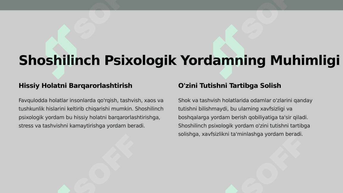 Favqulotda holatlarda shoshilinch psixologik yordam ko'rsatish prinsiplari 3