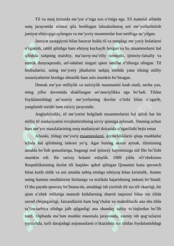 NUTQ MADANIYATI VA ADABIY TIL ME’YORLARI . refarat 3