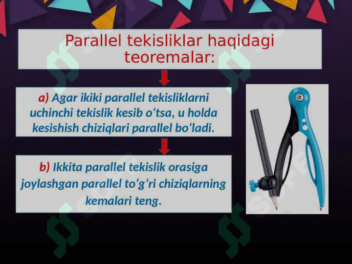 Tekislikning parallel va perpendikulyarligi. 4