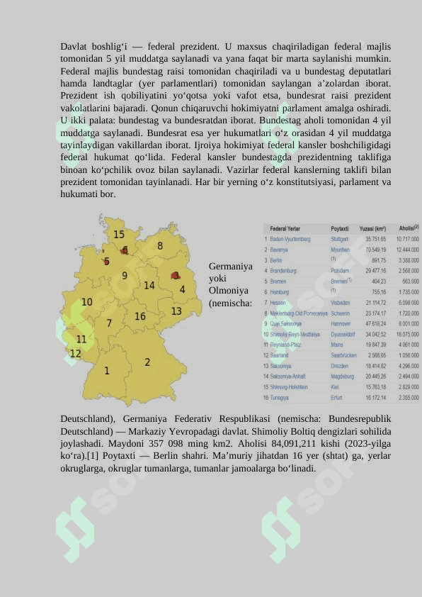 Rivojlanayotgan mamlakatlar makroiqtisodiy ko'rsatkichlar tahlili. Germaniya federati respublikasi haqida asosiy ma’lumotlar 2