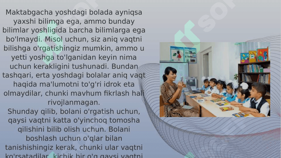 Bolalarni vaqtni chamalashga o'rgatish vazifalari 2