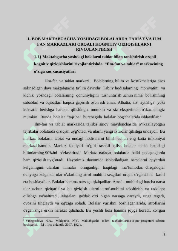 Maktabgacha yoshdagi bolalarda tabiat va ilm fan markazlari orqali kognitiv qiziqishlarni rivojlantirishning nazariy asoslari 8
