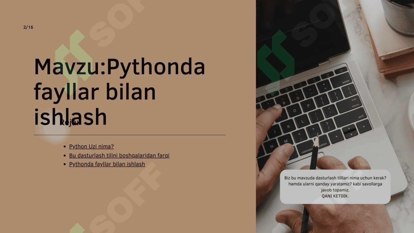 Zamonaviy dasturlash tillari fanidan pythonda 2