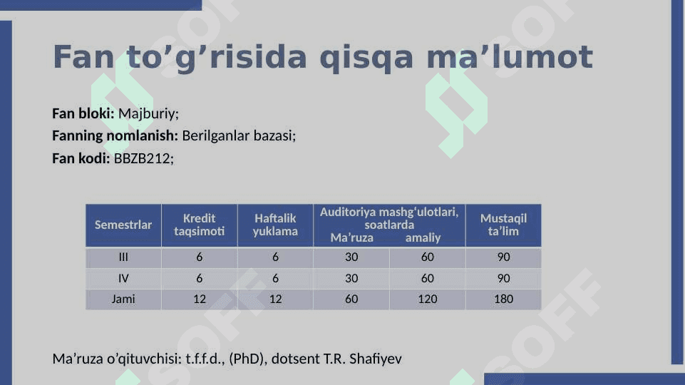 BERILGANLAR BAZASINING NAZARIY ASOSLARI 2