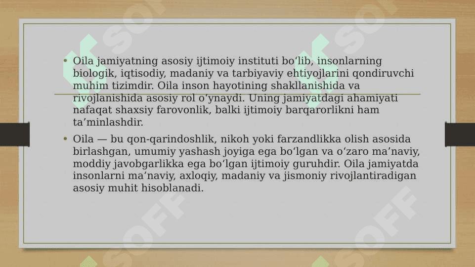 Oila va uning asosiy funktsiyalarini shakllantirish 2