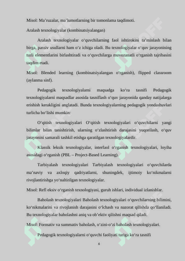 Loihalash klassifikatsiyasining pedagogik texnologiyalari 6