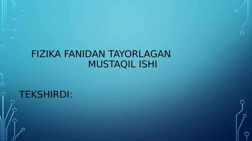 YORUG’LIK DISPERSIYASI
