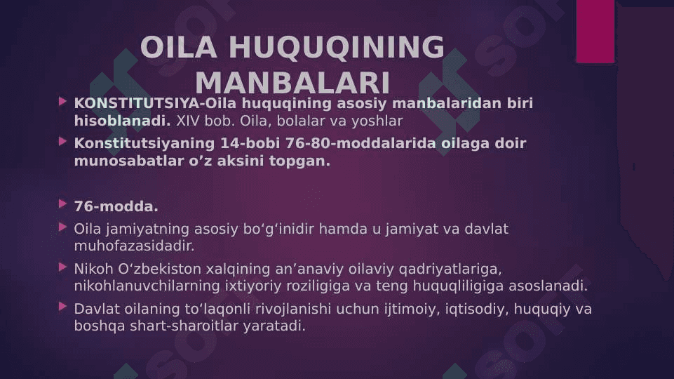 OILA HUQUQINING MANBALARI 2